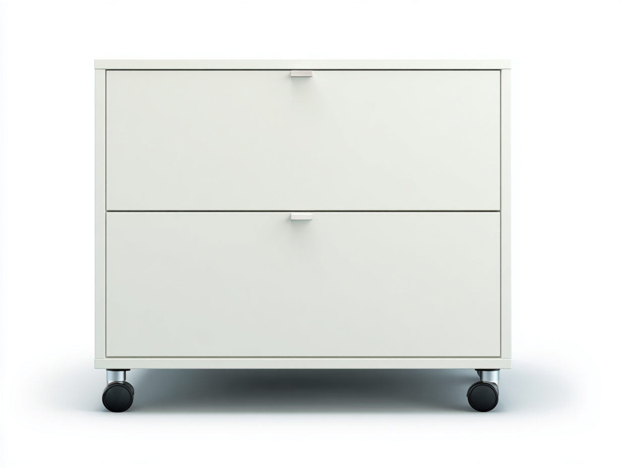 Commode blanche 60x45x65 cm - 2 tiroirs - meuble de rangement sur roulettes-Nookmybase