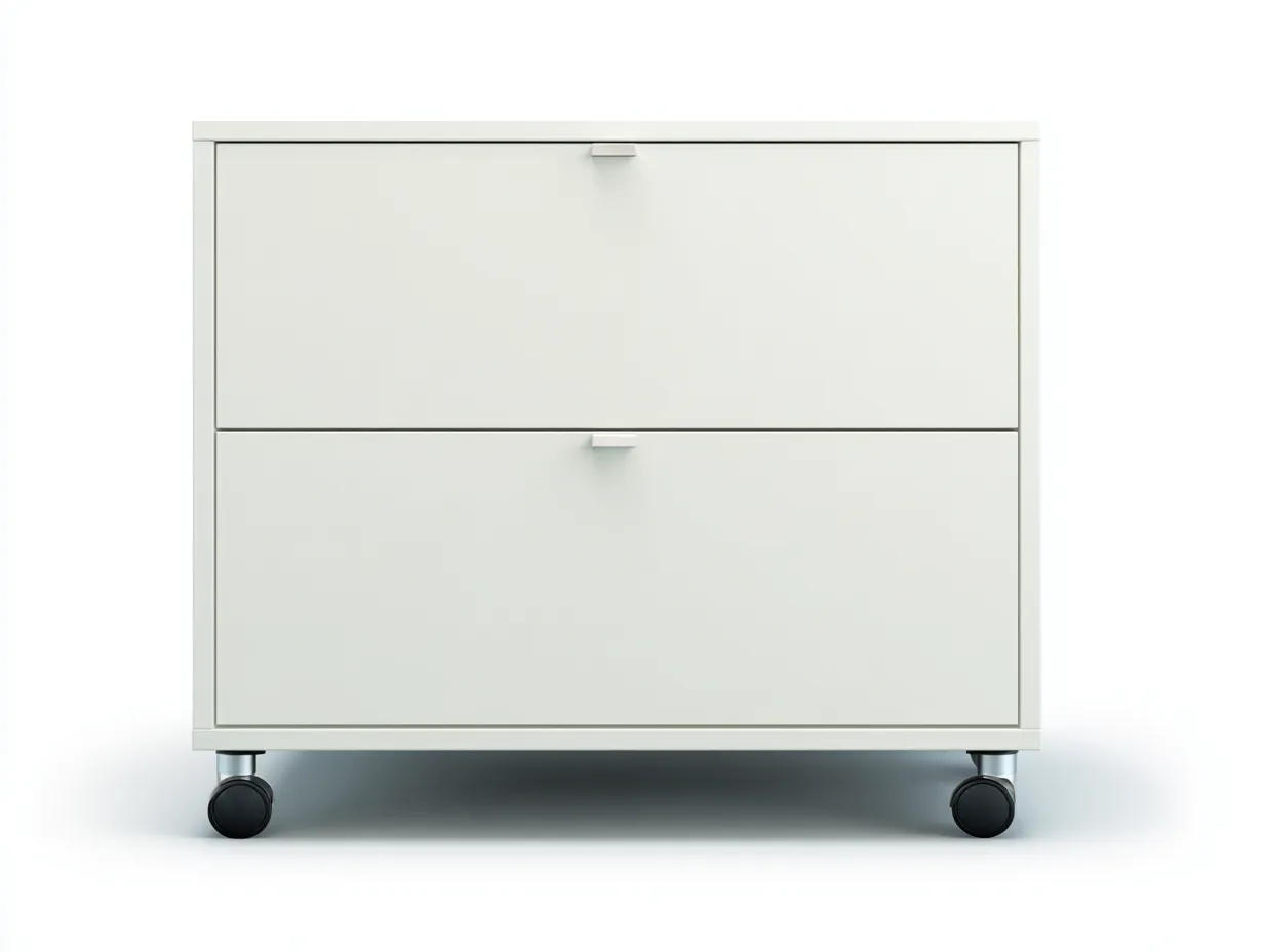 Commode blanche 60x45x65 cm - 2 tiroirs - meuble de rangement sur roulettes-Nookmybase