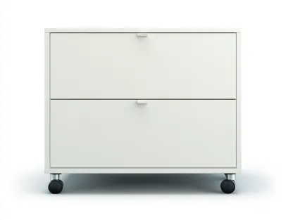 Commode blanche 60x45x65 cm - 2 tiroirs - meuble de rangement sur roulettes-Nookmybase