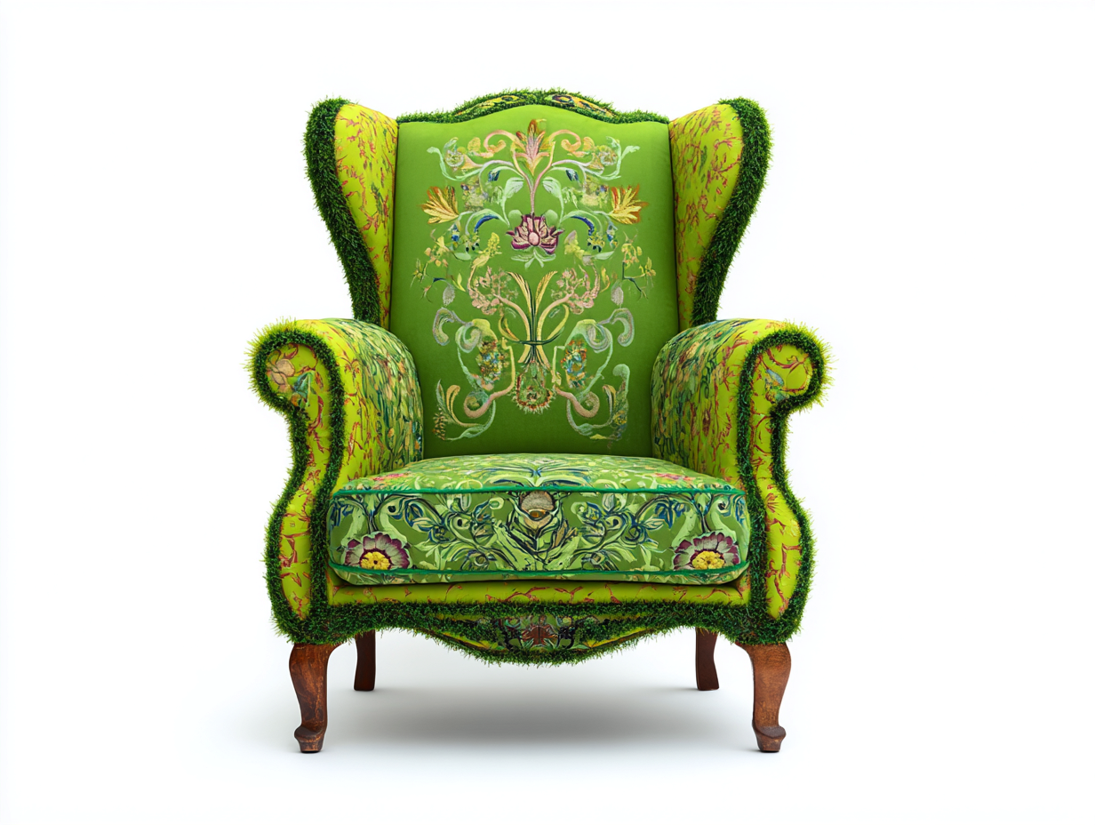 Sessel - Samt-Holz - 89 x 92 x 101 cm - Grün-Mehrfarbig - Klassischer Floraler Stil-Pinemybay