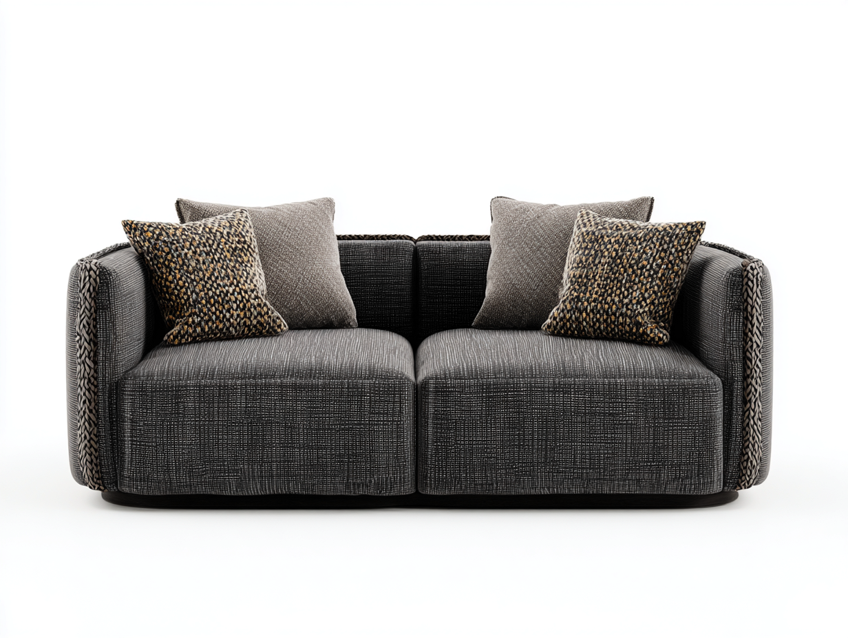 Zweisitzer Sofa-Stoff-Massivholz-196x98x72 cm-Dunkelgrau-Moderner Stil-Pinemybay
