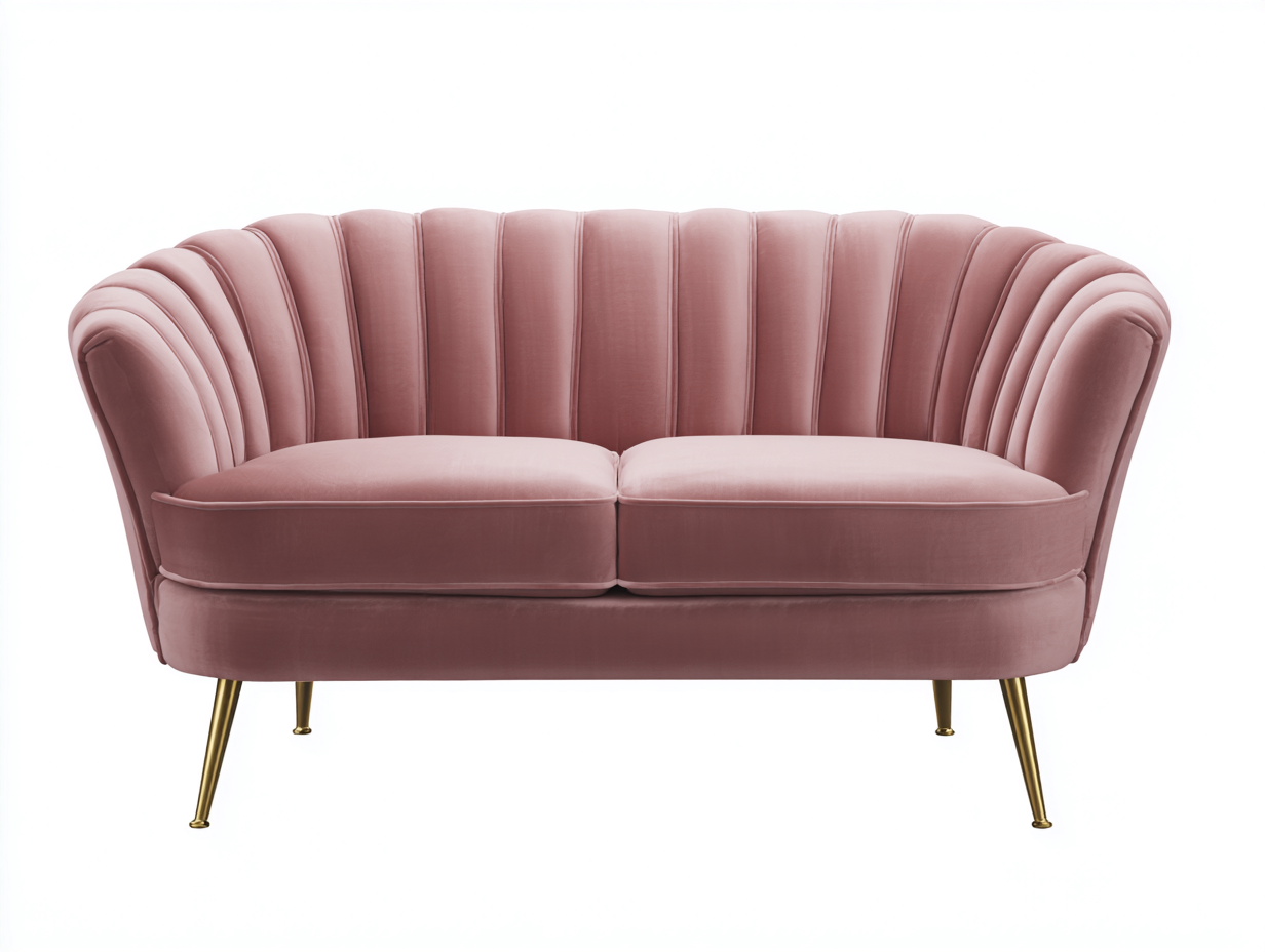 Zweisitzer Sofa-Samt-Metall-182x92x79 cm-Rosa-Moderner Stil-Pinemybay