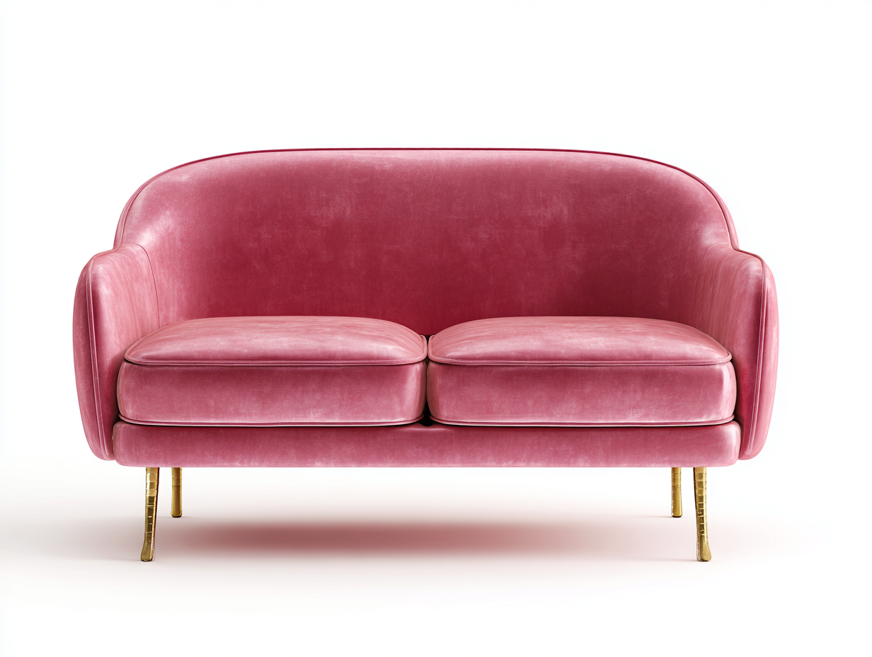 Zweisitzer Sofa-Samt-Metall-178x88x76 cm-Rosa-Moderner Stil-Pinemybay