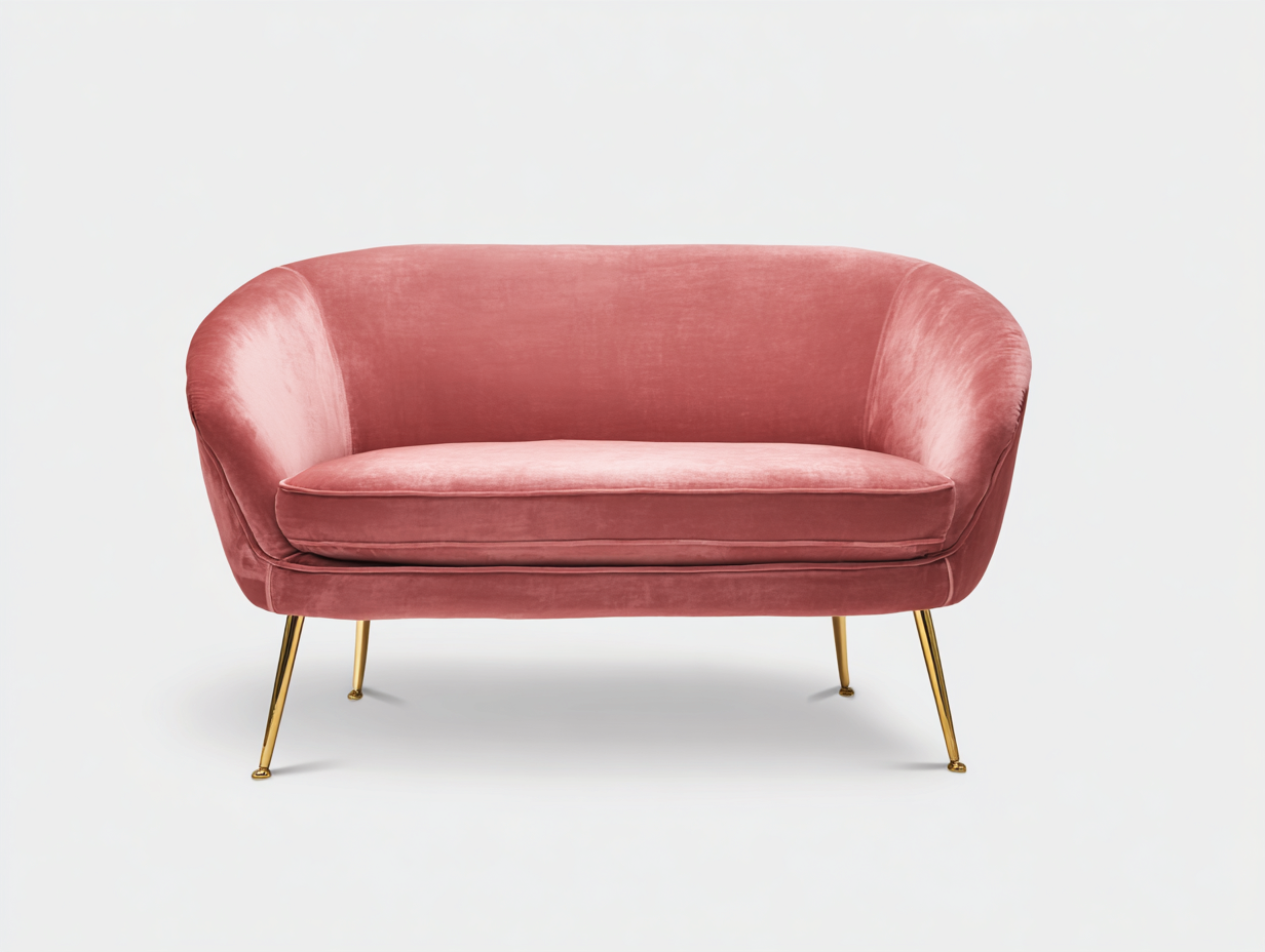 Zweisitzer Sofa-Samt-Metall-168x86x77 cm-Rosa-Moderner Stil-Pinemybay