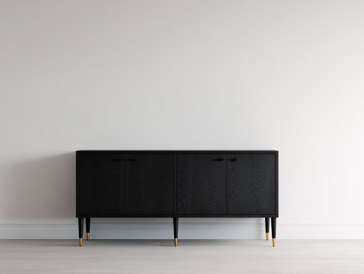 Dielenschränke-Holzwerkstoff-Metall-162x42x78 cm-Schwarz-Moderne Ästhetik-Pinemybay