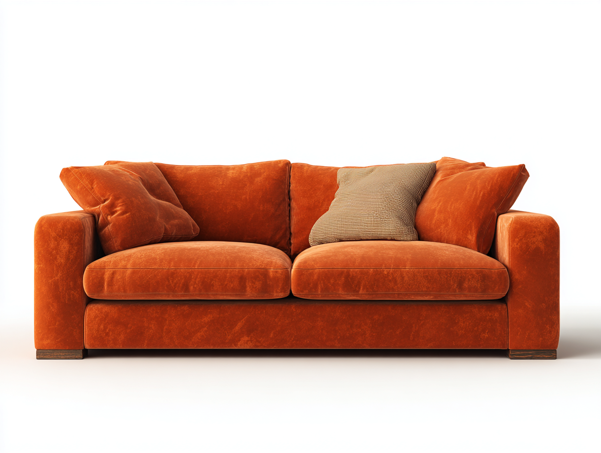 Zweisitzer Sofa-Samt-Massivholz-192x96x74 cm-Orange-Moderner Stil-Pinemybay