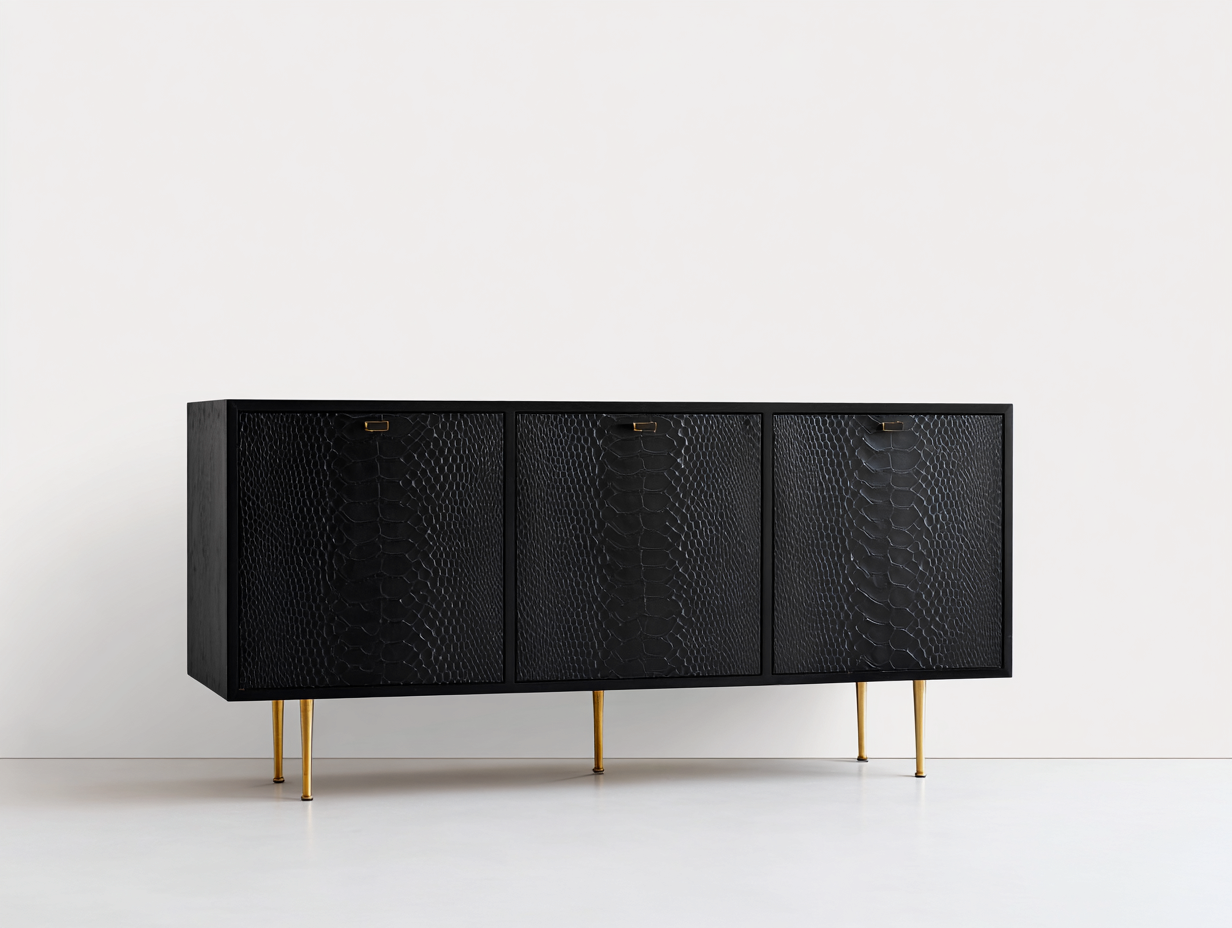 Dielenschränke-Holzwerkstoff-Metall-160x40x78 cm-Schwarz-Moderne Ästhetik-Pinemybay