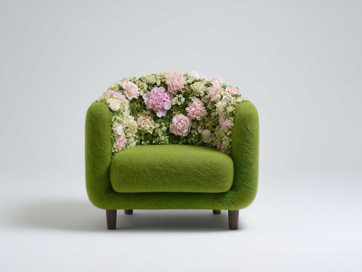 Sessel - Stoff-Holz - 90 x 92 x 84 cm - Grün - Floraler Natur Stil-Pinemybay