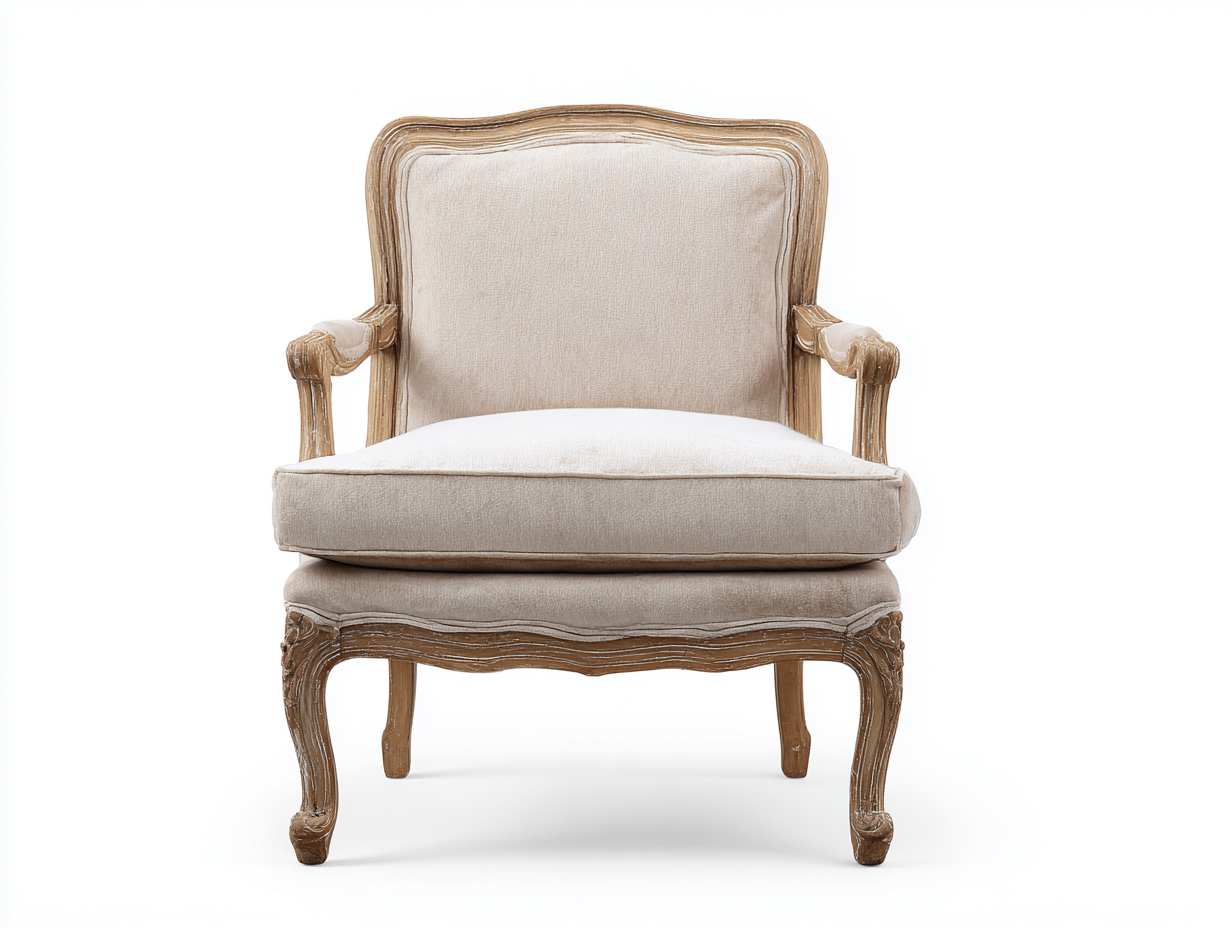 Sessel - Stoff-Holz - 77 x 83 x 92 cm - Beige - Französischer Klassischer Stil-Pinemybay