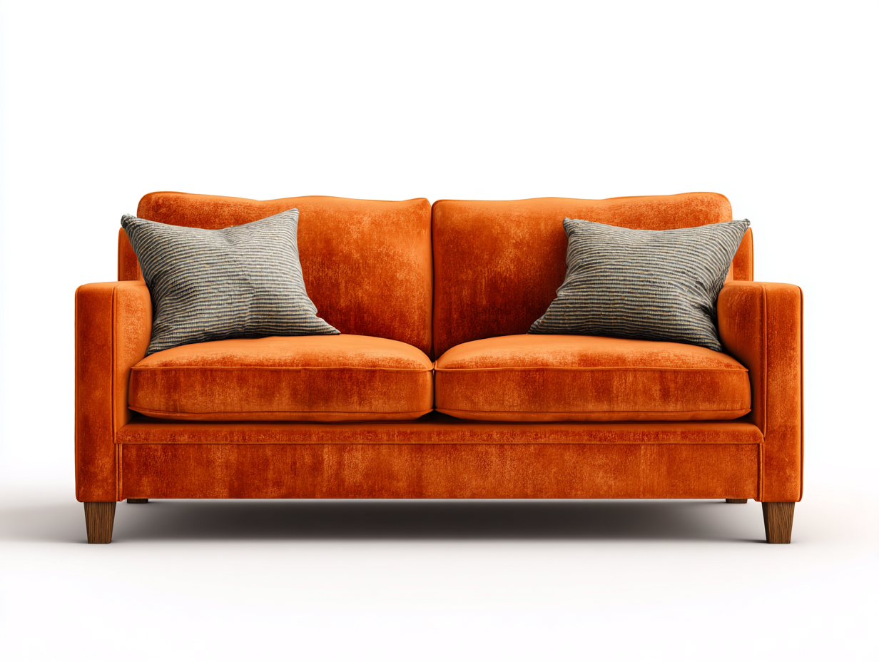 Zweisitzer Sofa-Samt-Massivholz-184x90x78 cm-Orange-Moderner Stil-Pinemybay