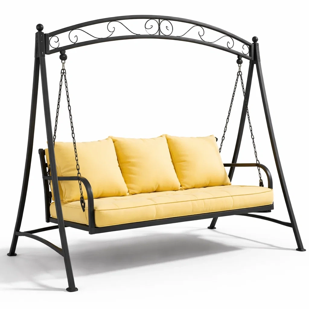 Hollywoodschaukel metall mit polyesterkissen gelb-nesthavenstyle