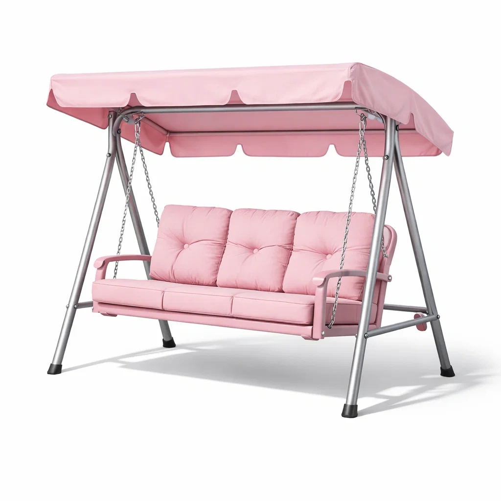 Hollywoodschaukel metallrahmen 3 sitzer polyester rosa-nesthavenstyle
