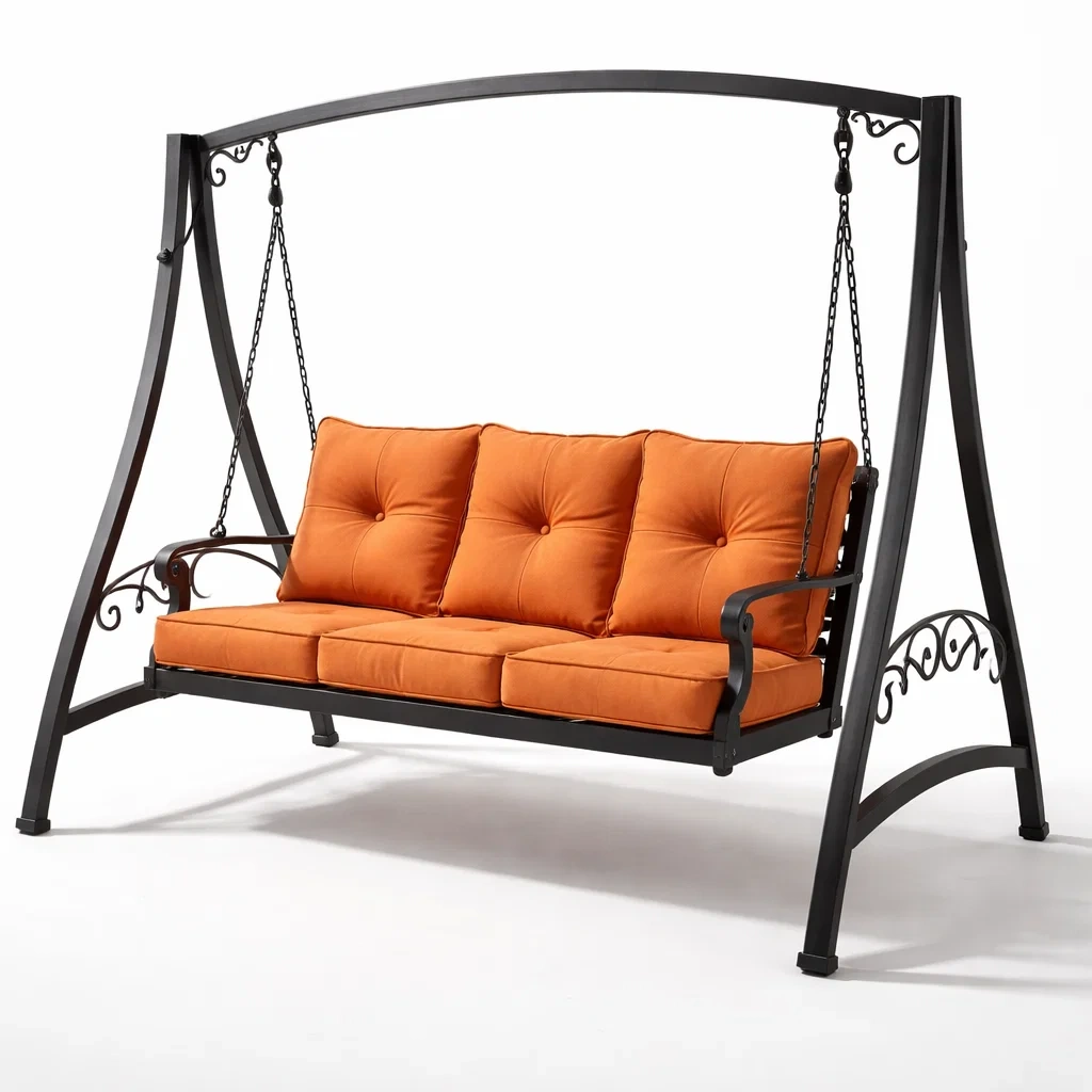 Hollywoodschaukel metall mit polyesterkissen orange-nesthavenstyle