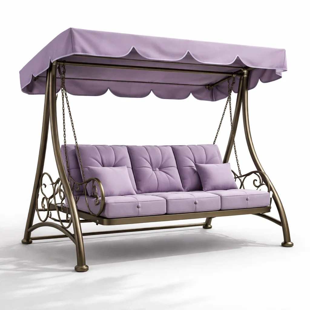 Hollywoodschaukel metall mit polyesterpolsterung violett-nesthavenstyle