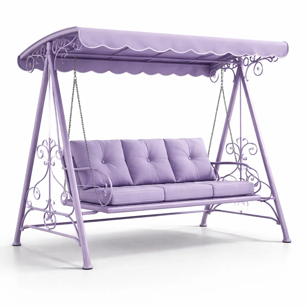 Hollywoodschaukel metall lila 3 sitzer mit polster-nesthavenstyle
