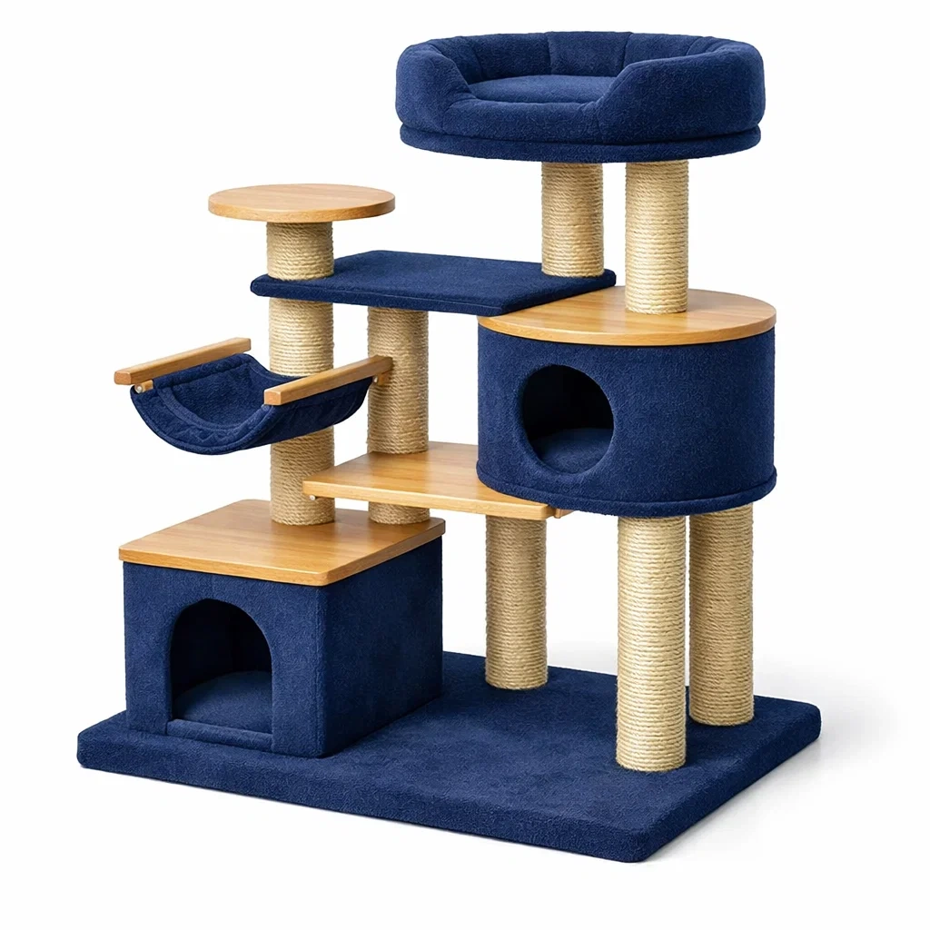 Kratzbaum sisal spanplatte blau 120x80x45 cm-nesthavenstyle