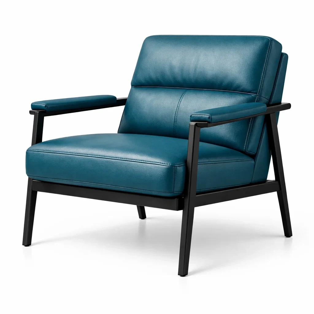 Sessel kunstleder mit metallrahmen petrol 70x75x80 cm-nesthavenstyle