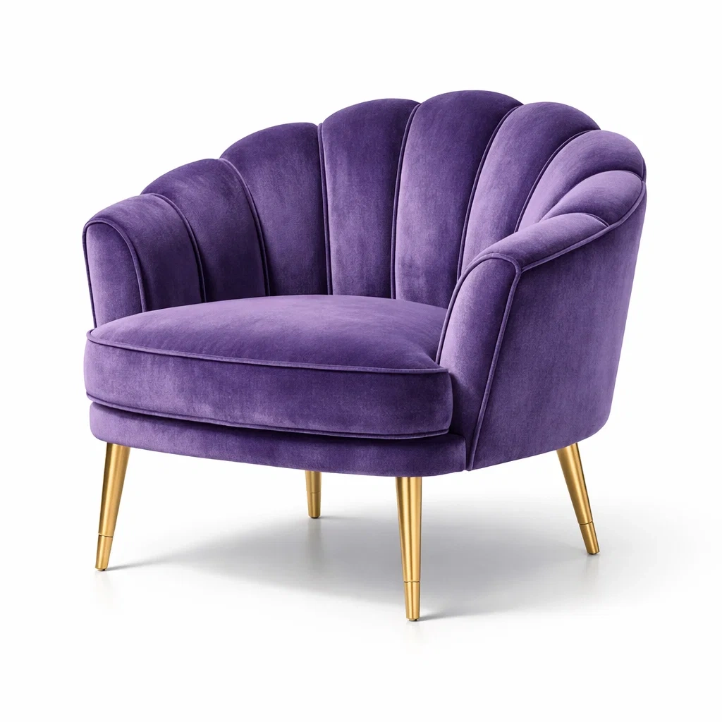 Sessel samt mit metallgestell lila 85 cm-nesthavenstyle