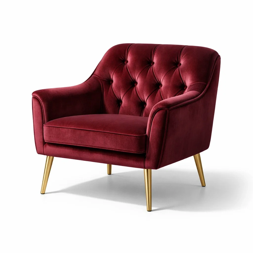 Sessel samt mit metallbeinen bordeauxrot-nesthavenstyle