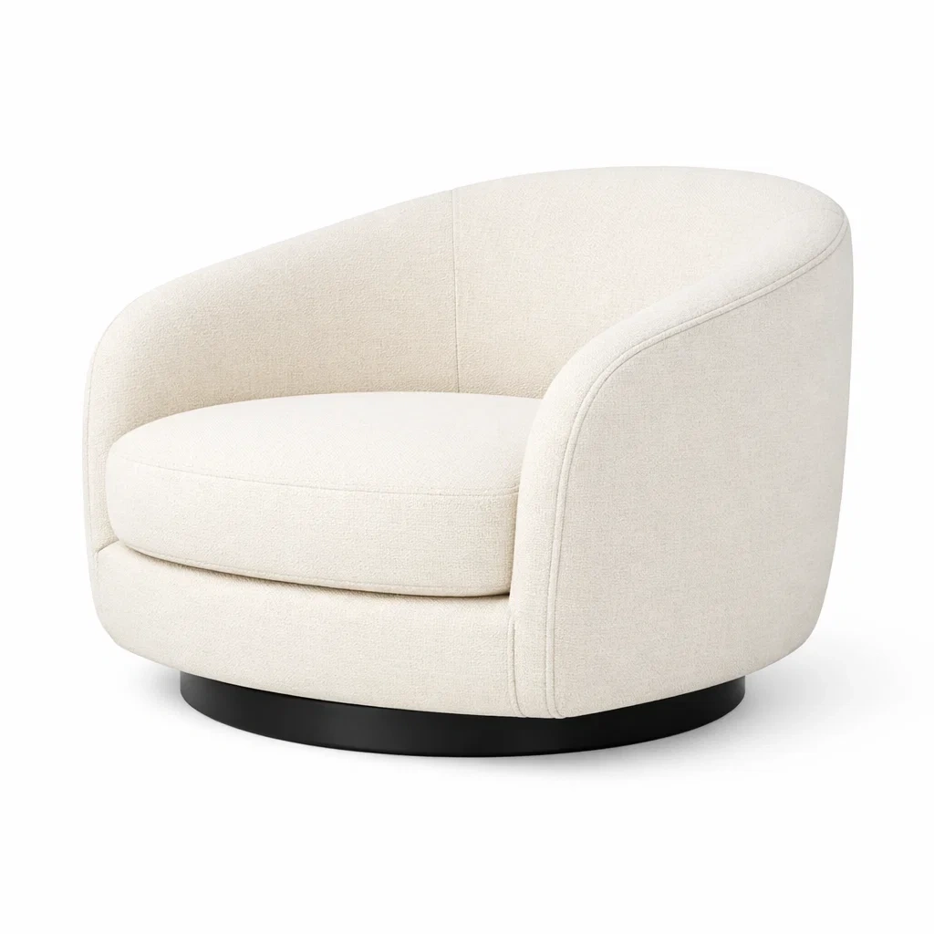 Sessel drehbar stoff rund creme 85 x 85 x 75 cm-nesthavenstyle