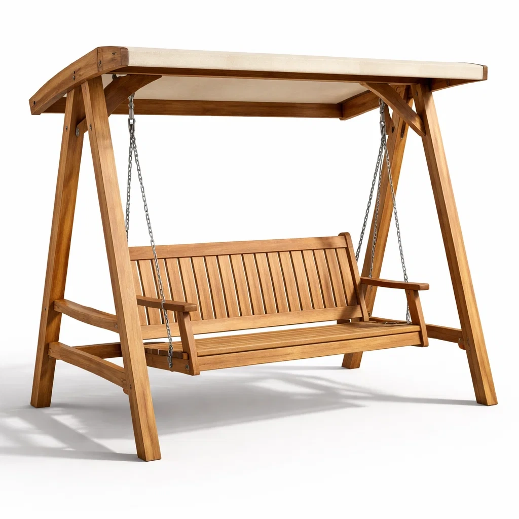 Hollywoodschaukel akazienholz natur mit dach 200x120x180 cm-homecomforty