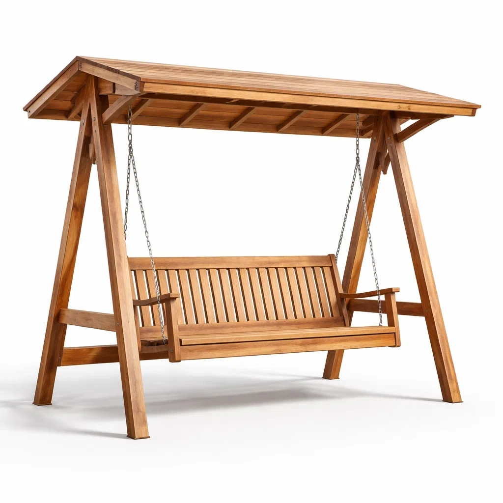 Hollywoodschaukel teakholz natur 200x120x180 cm-homecomforty