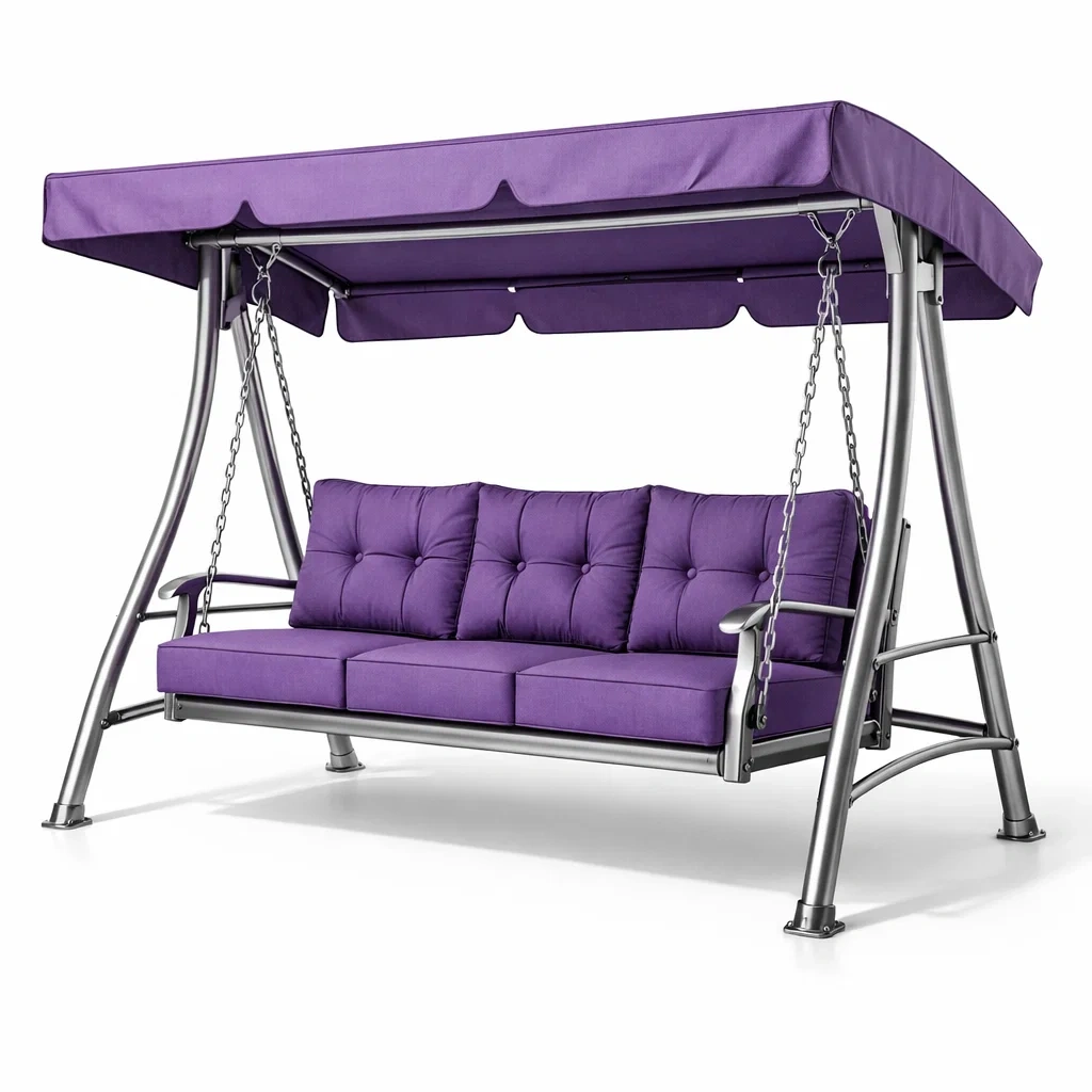 Hollywoodschaukel metall mit polyesterkissen lila 200x140x170 cm-homecomforty