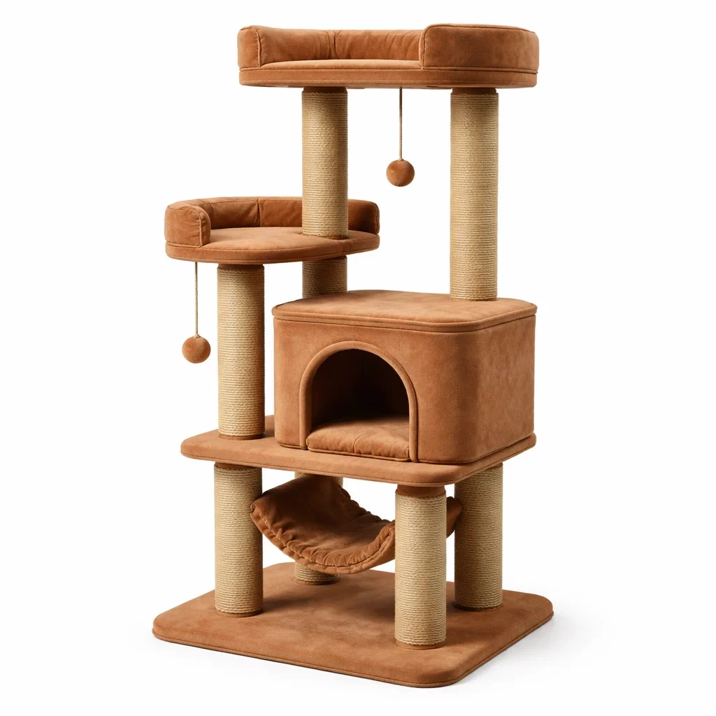 Kratzbaum sisal velours braun-homecomforty