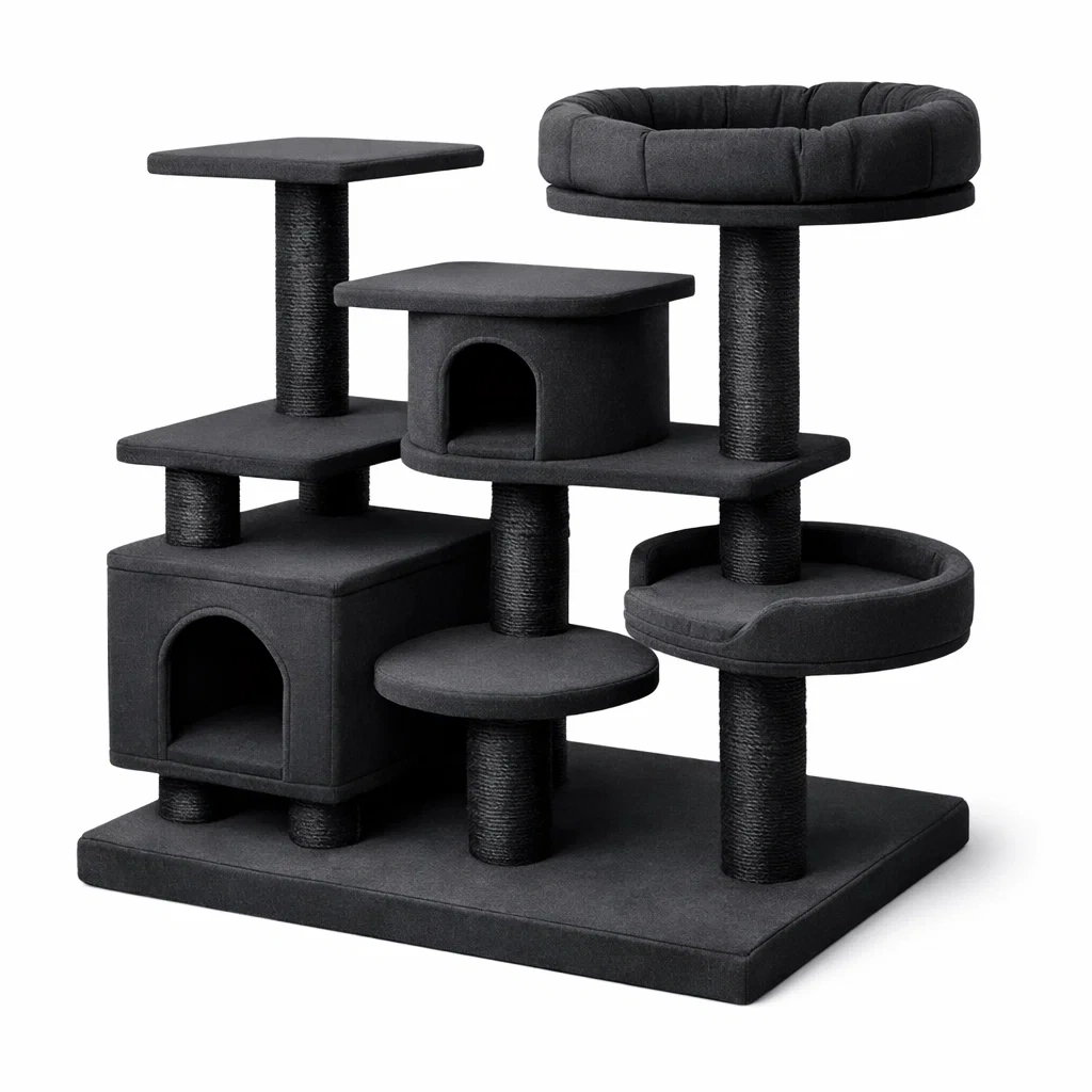 Kratzbaum plüsch sisal schwarz-homecomforty