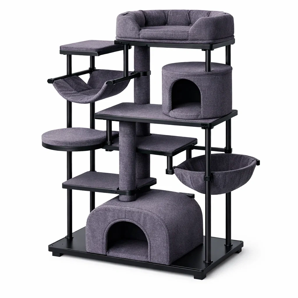 Kratzbaum textilgewebe dunkelgrau 60x40x150 cm-homecomforty