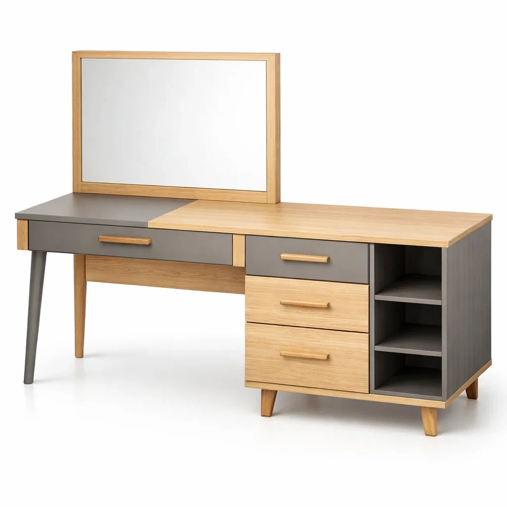 Schminktisch holz mdf mit spiegel-homecomforty