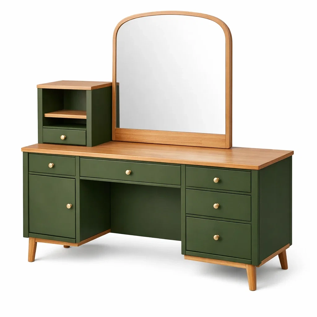 Schminktisch holz grün natur mit spiegel-homecomforty