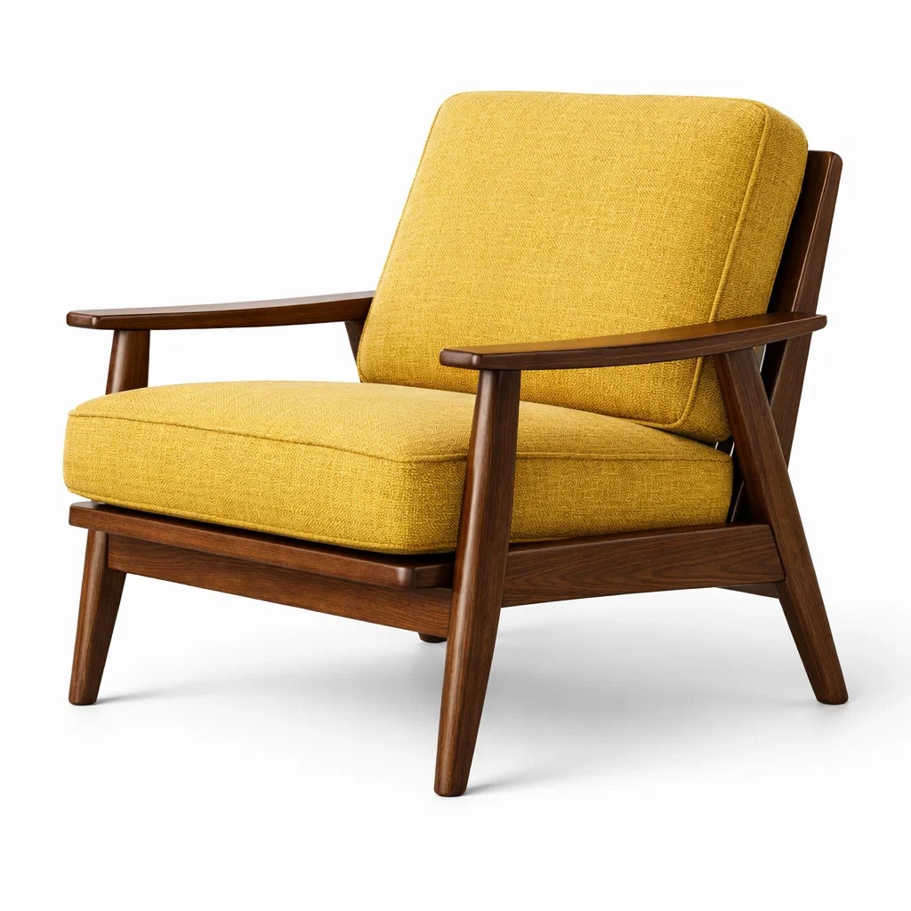 Sessel holz mit polyesterbezug gelb 76x80x78 cm-homecomforty