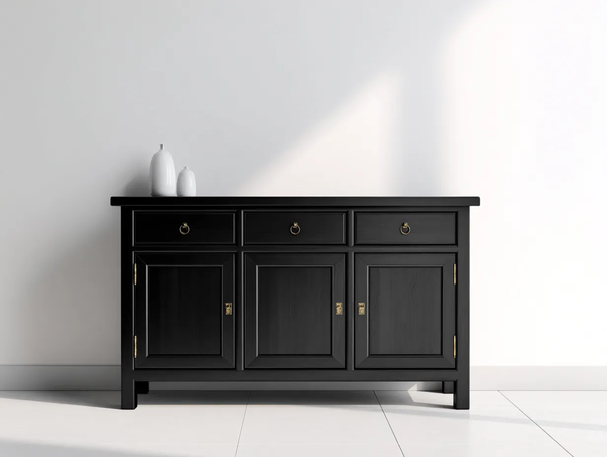 Dielenschränke-Holz-Metall-162x45x86 cm-Schwarz-Klassisches Design-Homigethut