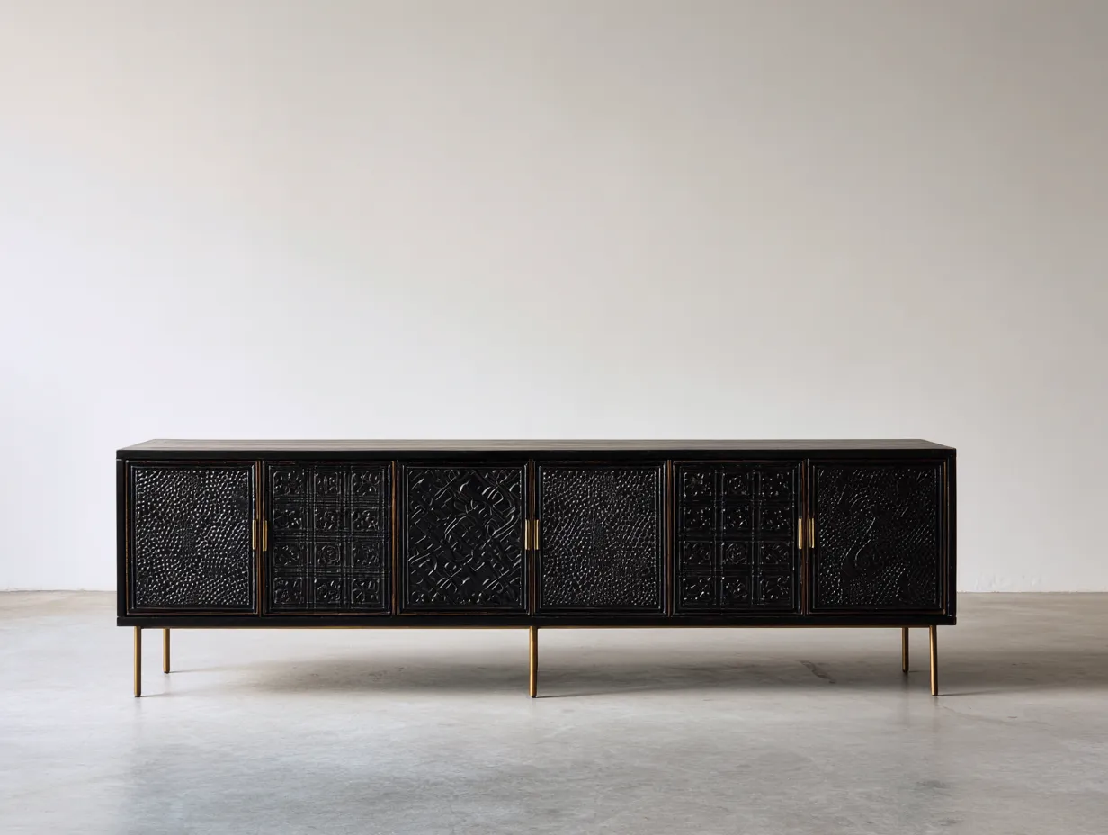 Dielenschränke-Holz-Metall-198x42x76 cm-Schwarz-Modernes Design-Homigethut