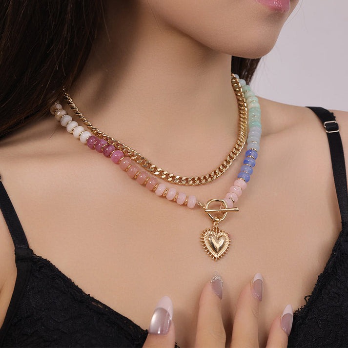 🔥2026 Hot sale 49% OFF🔥Bohemian Rainbow Bead & Chain Layered Necklace