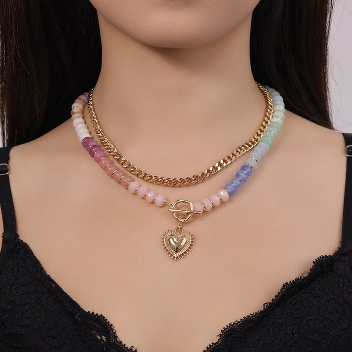 🔥2026 Hot sale 49% OFF🔥Bohemian Rainbow Bead & Chain Layered Necklace
