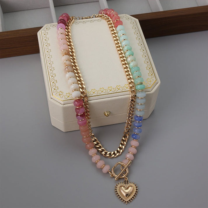 🔥2026 Hot sale 49% OFF🔥Bohemian Rainbow Bead & Chain Layered Necklace
