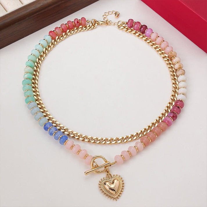 🔥2026 Hot sale 49% OFF🔥Bohemian Rainbow Bead & Chain Layered Necklace