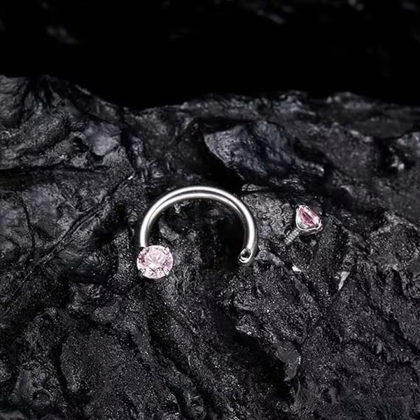 🔥Hot Sale🔥🎁Zirconia Horseshoe Ring with Threaded Gems for Piercings