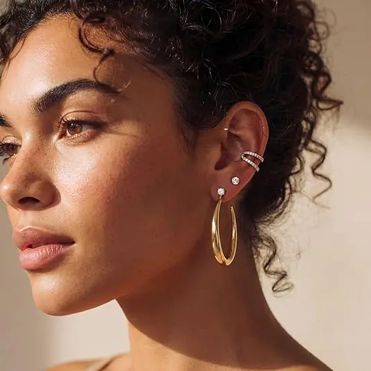 Round Zircon Stud Earrings-Daily Casual Party Wear Accessories, Stylish Ear Ornaments, Elegant Fashion Decoration,