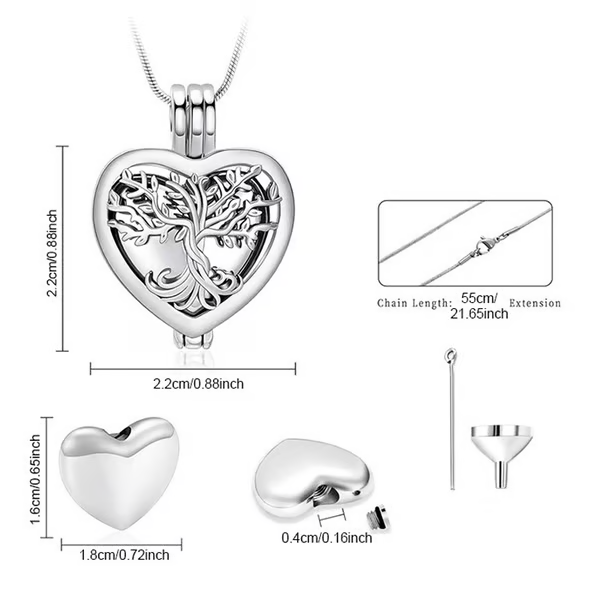 🌳❤️Heart Tree of Life Cremation Memorial Pendant | symbolizing the eternal continuity of life and love.