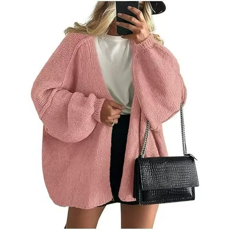 LAST DAY 49% OFF🔥Women's Oversized Open Front Cardigan Sweater Fall Long Lantern Sleeve Lightweight Casual Knit Tops