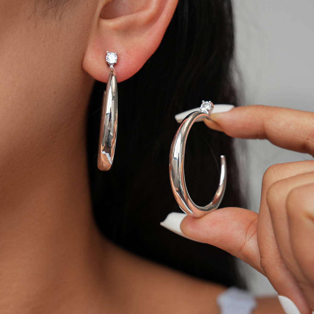 Round Zircon Stud Earrings-Daily Casual Party Wear Accessories, Stylish Ear Ornaments, Elegant Fashion Decoration,