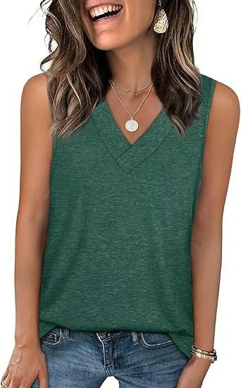 🎁Last Day Promotion 49% OFF✨Women's Sleeveless V-Neck Slimming Loose Fit Casual Tank Top T-Shirt