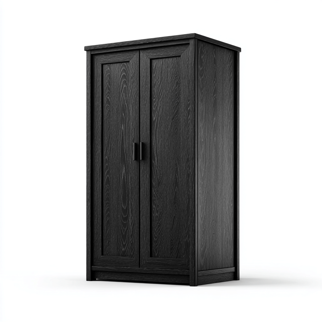 Armadio in legno con ante 80x50x180 cm - nero - design moderno per camera-Havengoshop