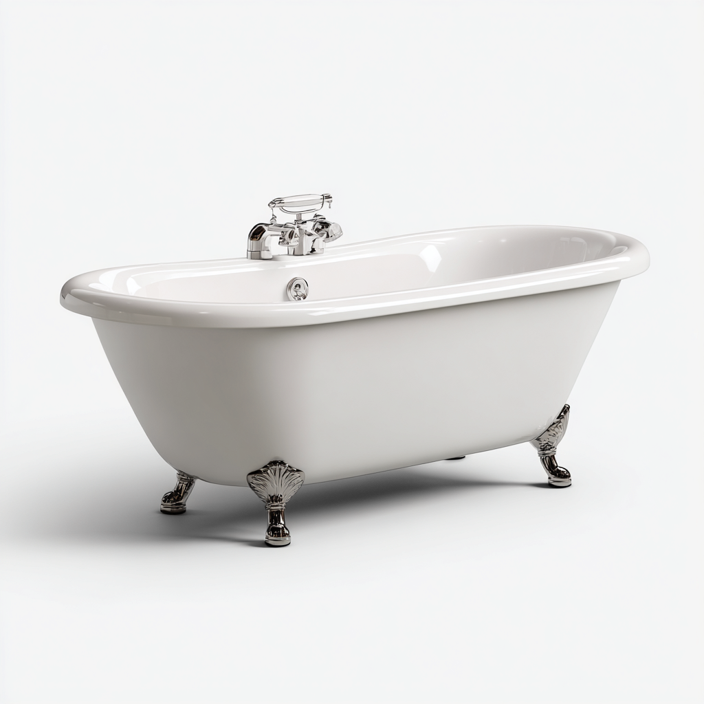 Vasca da bagno freestanding acrilico 170x75x74 cm bianco stile classico-Havengoshop