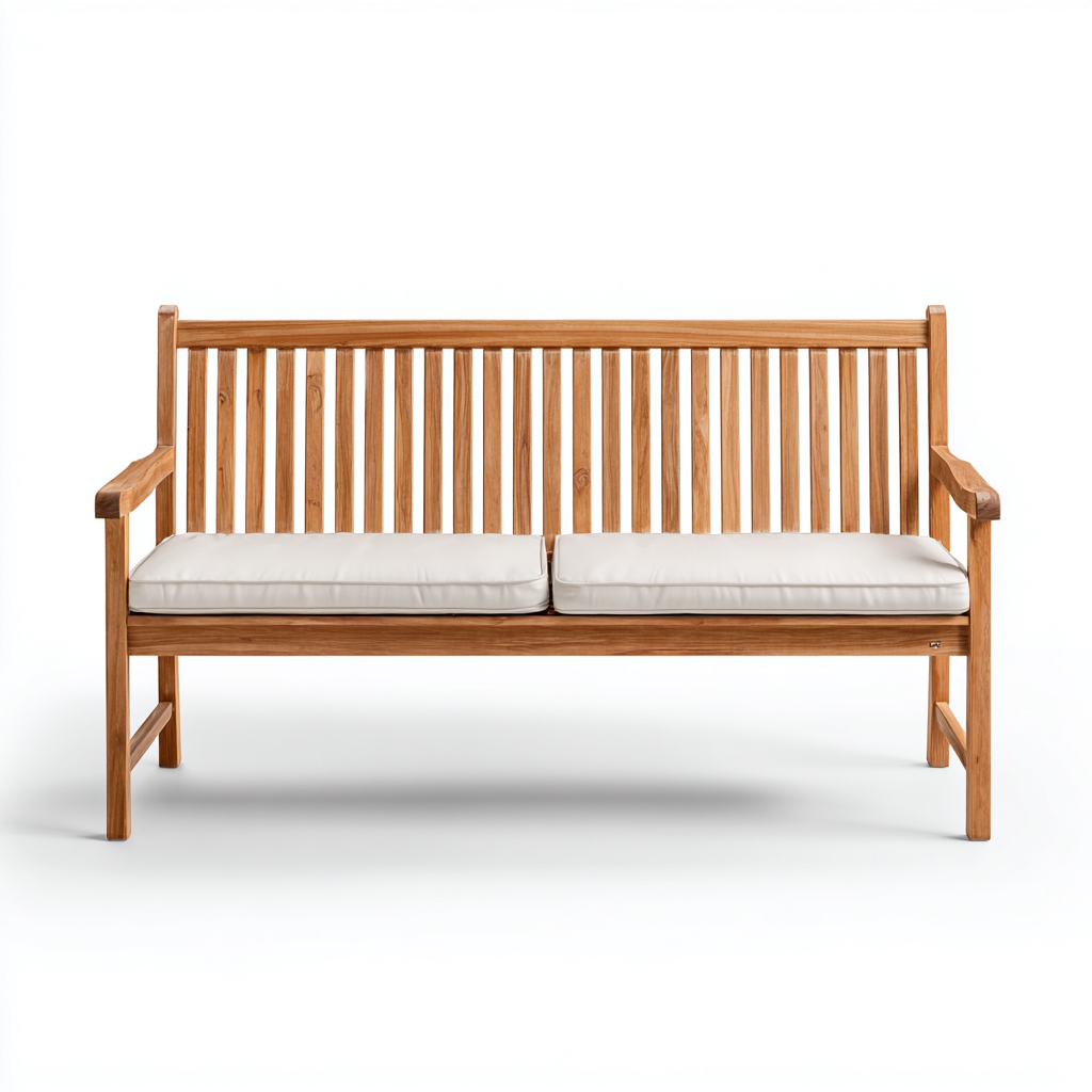 Panche da giardino legno 160x55x88 cm naturale con cuscino stile classico-Havengoshop