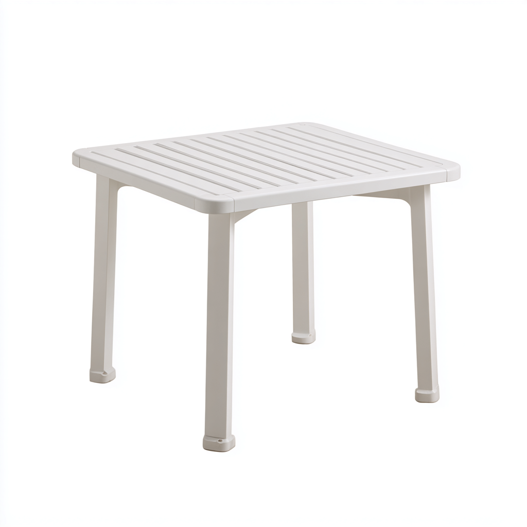 Tavolo da giardino plastica 80x80x75 cm bianco design moderno-Havengoshop