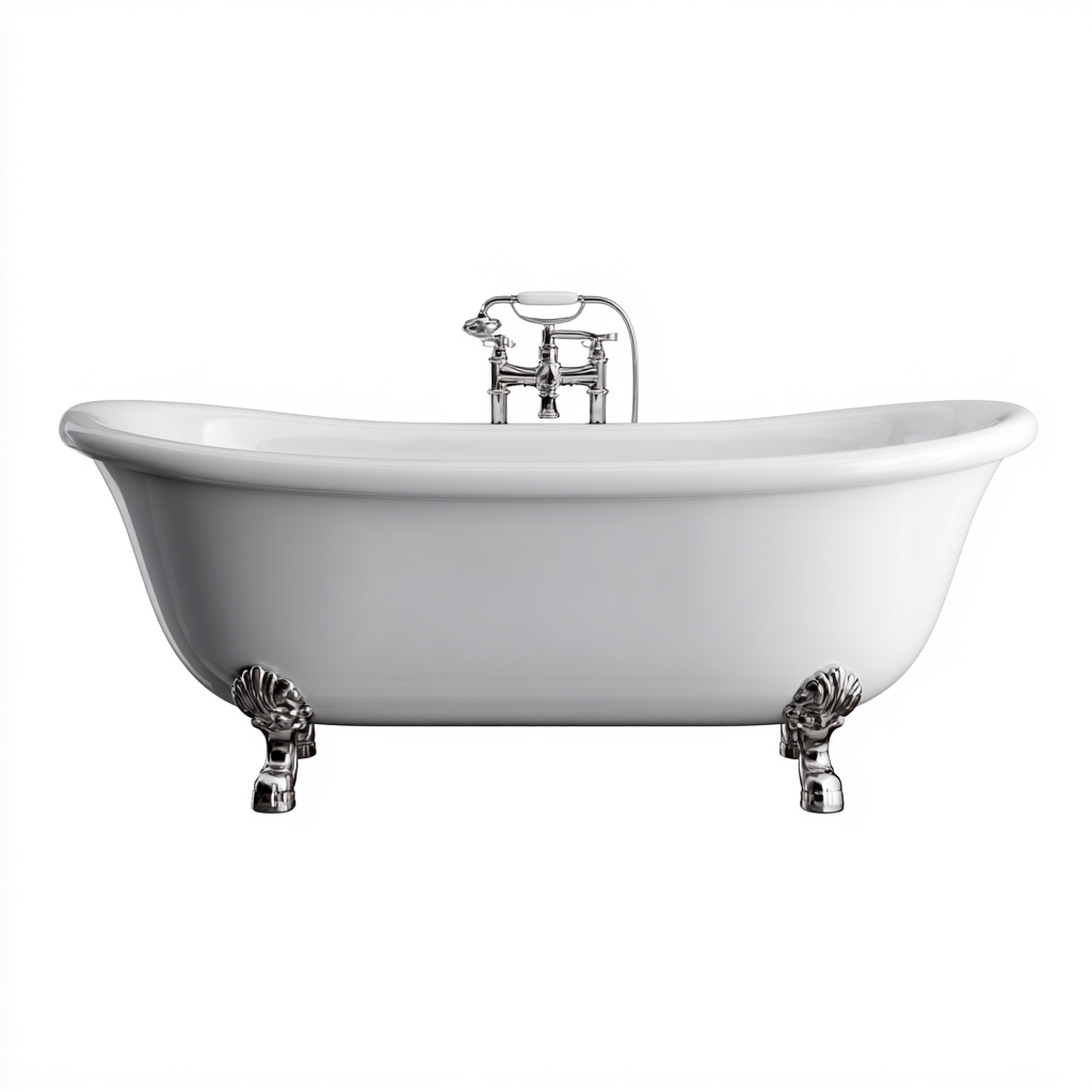 Vasca da bagno indipendente acrilico 168x72x76 cm bianco stile retrò-Havengoshop